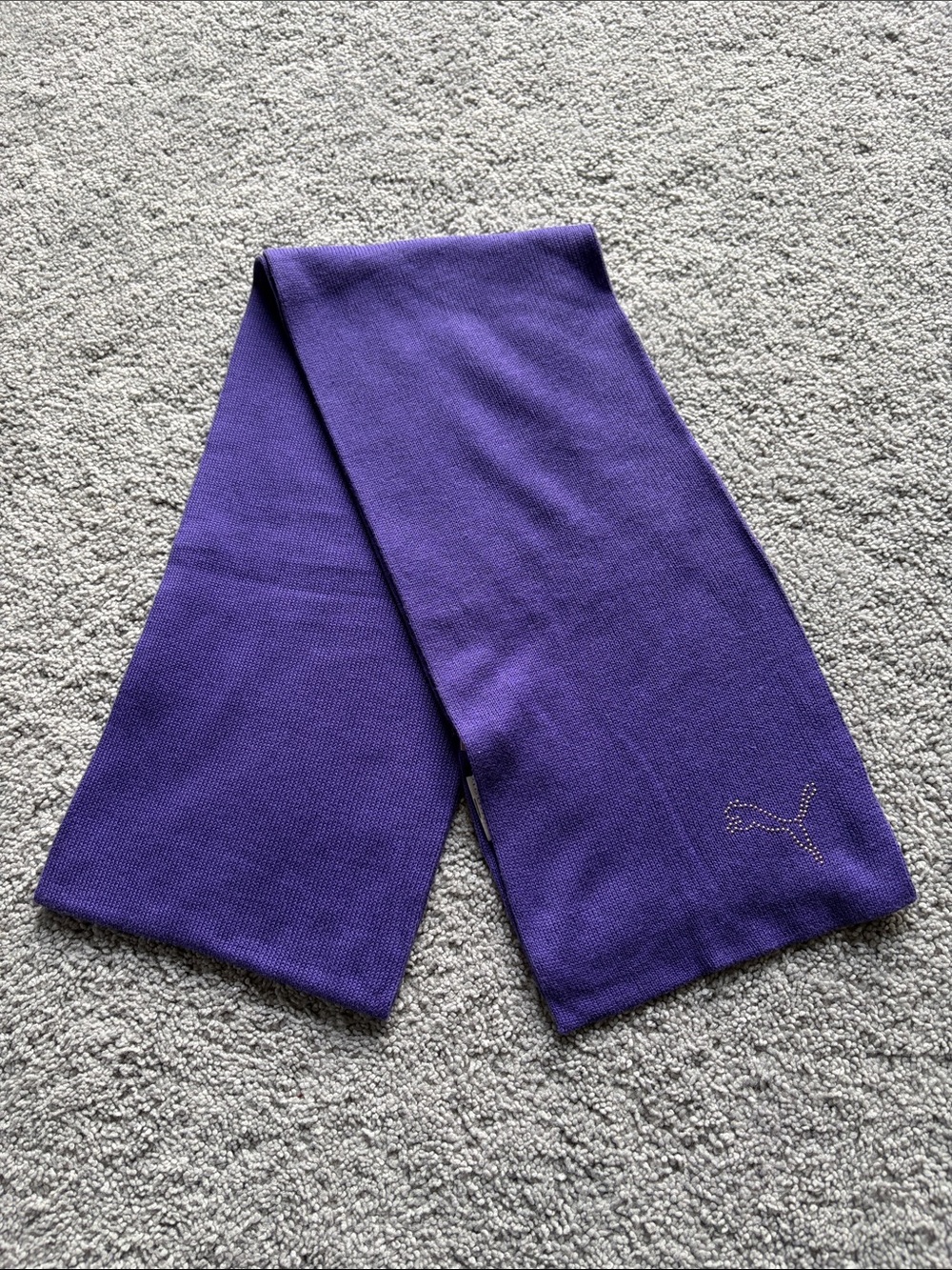 Puma women’s Purple Knit Scarf with Crystal Logo Accent